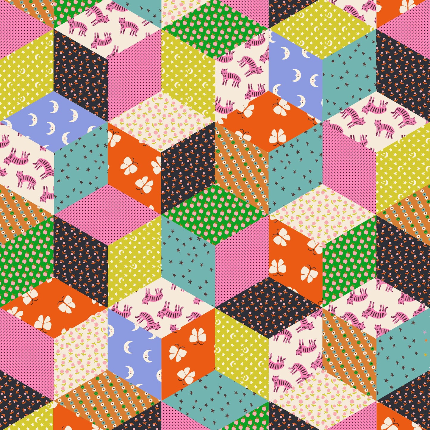 Tumbling Blocks from 'Ooh Lucky Lucky' by Ruby Star Society in Vivid (£17 p/m)