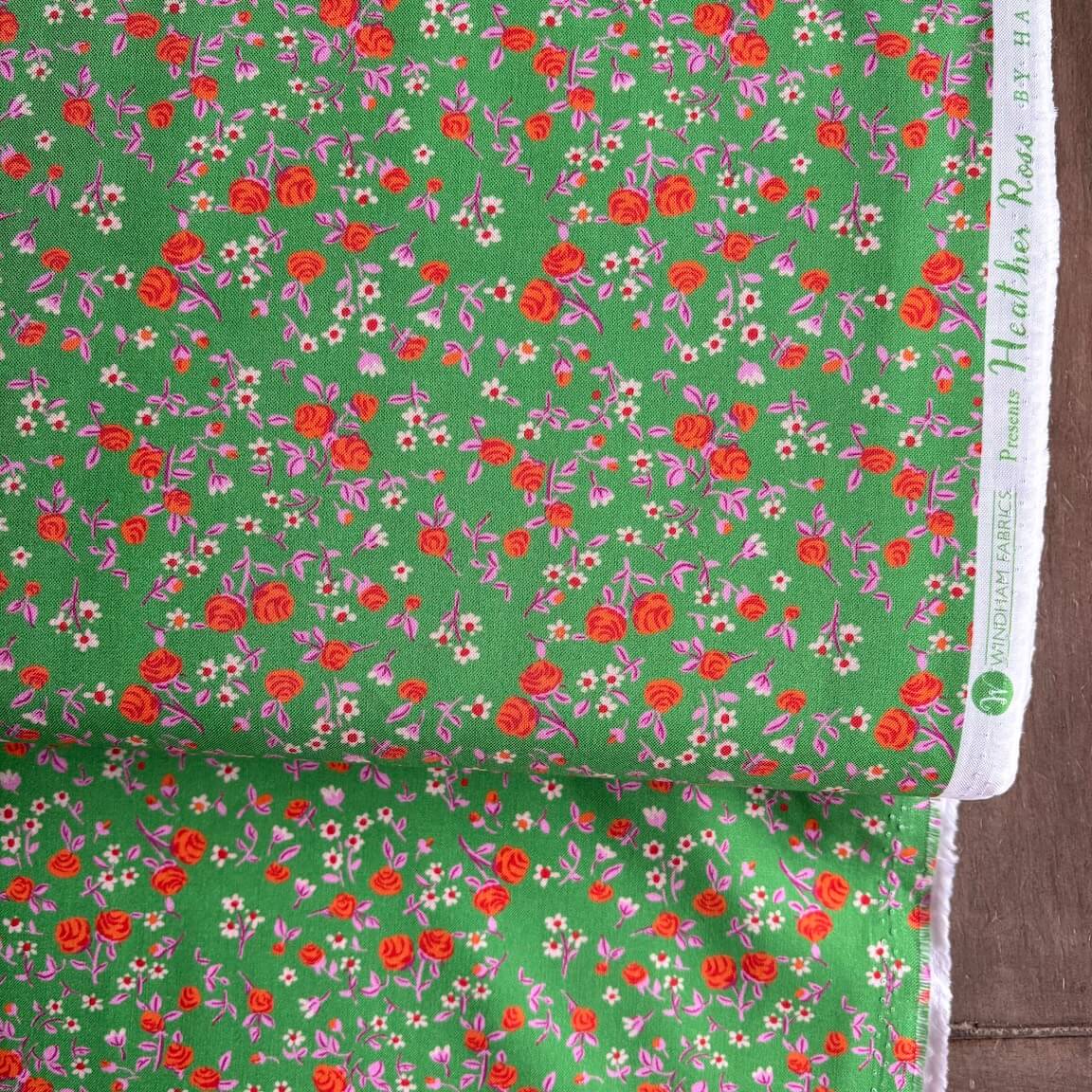 Mousy Floral from 'Heather Ross By Hand' by Heather Ross in Emerald (£17 p/m)